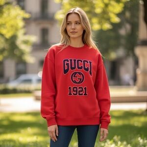 Gucci Graphic Embroidered GG Ted Sweatshirt Size XL